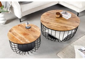 Konferenčný stôl Storage 2-Set 42896 Ø70 a Ø57cm Drevo Mango - Komfort-nábytok