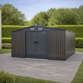 Záhradný domček BestBerg BBSH-1113WT / 13,3 m² / 342,5 x 389 x 202 cm / biele drevo/taupe