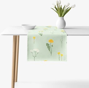 Goldea behúň na stôl 100% bavlnené plátno - lúka na zelenej režnej 20x120 cm