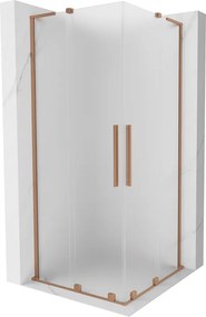 Mexen Velar L Duo, sprchový kút s posuvnými dverami 90 x 90 cm, 8mm sklo námraza, medená matná, 871-090-090-02-33-65