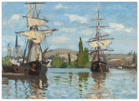 Obraz - Claude Monet, Ships Riding on the Seine at Rouen, reprodukcia (70x50 cm)