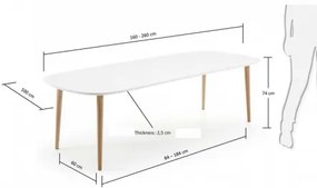 OQUI 160-260 W rozťahovací oválny stôl