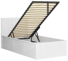 Jednolôžková posteľ 90 cm BRW Tetrix 15 (lesk biely) (s roštom) (s úl. priestorom). Vlastná spoľahlivá doprava až k Vám domov. 1098499