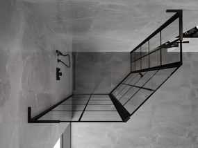 Mexen Mist L, päťuholníkový sprchový kút s krídlovými dverami, 90 x 80 cm, 8mm číre sklo, čierny profil, 8A8L-090-080-70-77-L