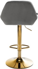 Barová stolička Braga (SET 2 ks) - zamat, zlatá podnož - Sivá