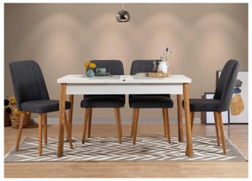 Jedálenský set Dobuse 3 (borovica atlantická + biela + antracit) (pre 4 osoby). Vlastná spoľahlivá doprava až k Vám domov. 1093797