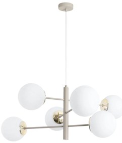 Závesné svietidlo Florence, 6x biele sklenené tienidlo, be/g
