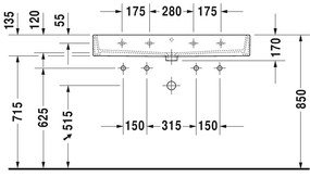 Duravit Vero Air - Umývadlo do nábytku 1000x470 mm, s prepadom, biela 2350100024