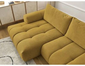 Rozkladacia/s úložným priestorom rohová pohovka v horčicovej farbe (ľavý roh/s leňoškou) Fuji – Bobochic Paris