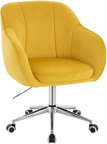 LuxuryForm DESIGN Stolička AVOLA VELUR na striebornej podstave s kolieskami - žltá