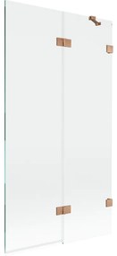 Mexen Lunar, 2-krídlová vaňová zástena pravá 100 x 150 cm, číre sklo, medená matná, 897-100-100-65-00-P