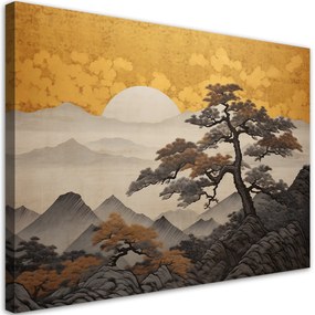 Gario Obraz na plátne Japonská krajina so zlatou oblohou Rozmery: 60 x 40 cm