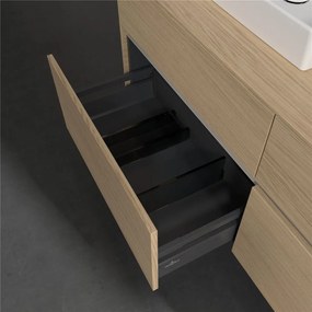 VILLEROY &amp; BOCH Collaro závesná skrinka pod dve umývadlá na dosku, 4 zásuvky, 1400 x 500 x 548 mm, Nordic Oak, C07600VJ