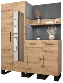 Predsieňová zostava Amanda 15 (dub artisan + tmavosivá). Vlastná spoľahlivá doprava až k Vám domov. 1085986