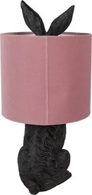 Čierna stolná lampa králik s ružovým tienidlom Rabbi - Ø 20*43 cm