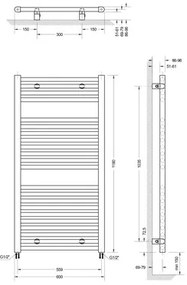 Kúpeľňový radiátor Schulte München 121,5x75 cm biely