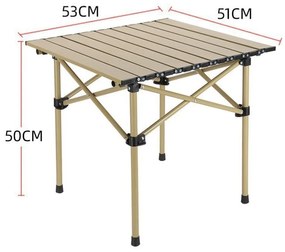 Skladací kempingový stôl s textilným obalom – 53 x 51 x 50 cm béžová