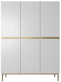 Skriňa Nicole 150 cm na nožičkách - biely mat / zlatá