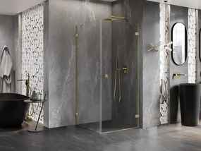 Mexen Lunar-B, výklopný sprchový kút pravý 100 x 100 cm, 8mm číre sklo, zlatý kartáčovaný - 832-100-100-55-00-P