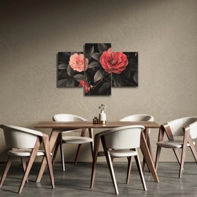 Obraz - Červené kvety na tmavom pozadí (90x60 cm)