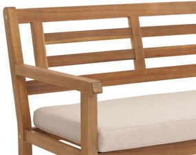 Záhradná lavička HWC-N47, 82x145x59 cm, akáciové drevo - krémovo-béžový vankúš
