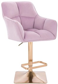 LuxuryForm Barová stolička AMALFI VELUR na zlatej hranatej podstave - levanduľa