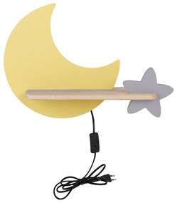 Candellux MOON Nástenné svietidlo 5W LED IQ KIDS WITH CABLE, SWITCH AND PLUG GOLDEN+GRAY 21-84460