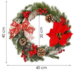 SPRINGOS Adventný veniec s vianočnou ružou 40 cm