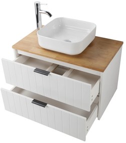 Nástenná skrinka pod umývadlo Houseland Velora s doskou 80 cm biela/dub