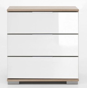 Nočný stolík Easy Plus, dub sonoma/biele sklo