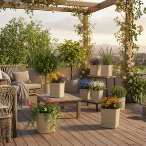 Plastový květináč s podmiskou Cubi 25x25 cm - výber z 5 prevedení