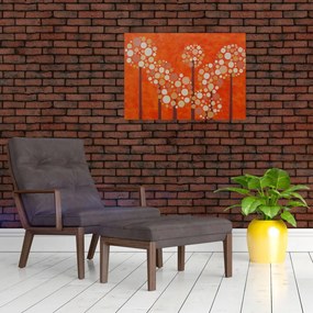 Sklenený obraz - Oranžový les (70x50 cm)