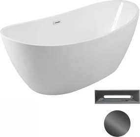 Besco Akrylátová voľne stojaca vaňa Ayla 170x80 BESCO-Typ výpuste: Click-Clack s prepadom, grafit, BESCO-Rozmery: 170x80, BESCO-Farba: Biela