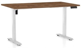 Výškovo nastaviteľný stôl OfficeTech B, 140 x 80 cm, biela podnož, dub silverjack