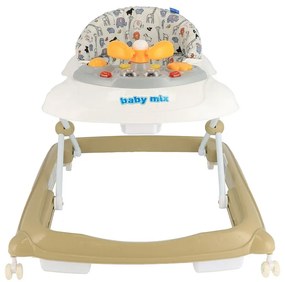 Detské chodítko Baby Mix s volantom a silikónovými kolieskami cappucino