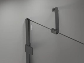 Mexen Lunar, päťuholníkový sprchový kút s ľavým náklonom 100 x 80 cm, 8mm číre sklo, pištoľovo sivý kartáčovaný - 831-100L-080P-66-00-L