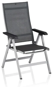 Basic+ Premium polohovateľné záhradné kreslo strieborné