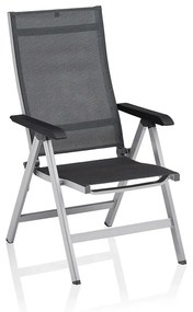 Basic+ Premium polohovateľné záhradné kreslo strieborné