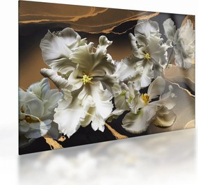 Sklenený obraz - Kvety orchideí na mramorovom pozadí (70x50 cm)