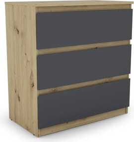 Zásuvková komoda Carlos 753S, dub artisan/grafit, výška 80 cm