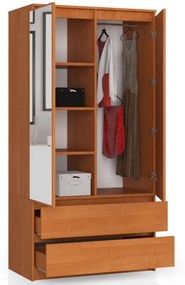 Skriňa S 90 cm 2D 2SZ 2 zrkadlá CLP olcha
