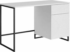 Písací stôl Asha 120 cm - biely mat / čierne nohy