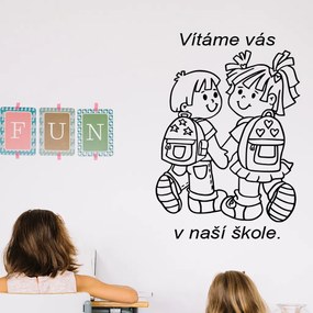 Veselá Stena Samolepka na stenu na stenu Vítame Vás v našej škole Farba: čierna