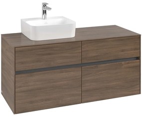 VILLEROY &amp; BOCH Collaro závesná skrinka pod umývadlo na dosku (umývadlo vľavo), 4 zásuvky, 1200 x 500 x 548 mm, Arizona Oak, C09800VH