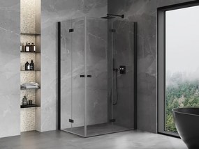 Mexen Mist-F Duo, skladací sprchový kút 75 x 110 cm, číre sklo, čierny profil, 8A6-075L-110P-70-00
