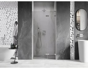 Mexen, Mexen Lunar L Otočné pravé sprchové dvere 80 cm, transparentné, brúsený nikel - 834L-080-000-97-00-P