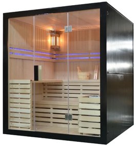 M-Spa - EA4 black - suchá sauna pre 4 osoby so saunovou pecou 180 x 160 x 201 cm 6 kW