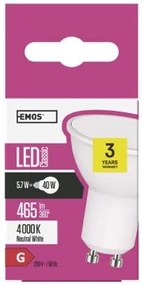 EMOS LED žiarovka, GU10, 5,5W, neutrálna biela / denné svetlo