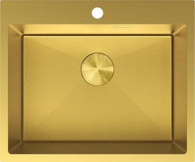 Mexen Solix, 1-komorový nerezový drez 600 x 500 mm, brúsená zlatá, vzor voština, 6408601000-55HC