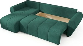AKCIA Rozkladacia obojstranná sedacia súprava do L SEVIO 246x145 cm, fľaškovozelená + 2 vankúšiky ZDARMA II. akosť